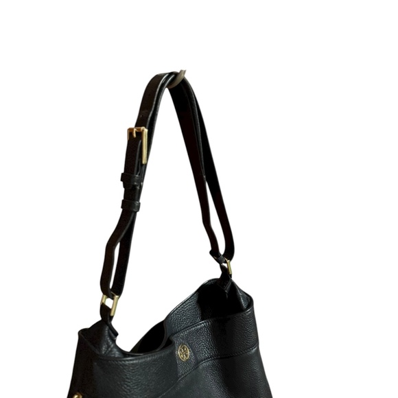 Tory Burch Robinson Black Pebbled Leather Hobo Bag - Picture 3 of 15
